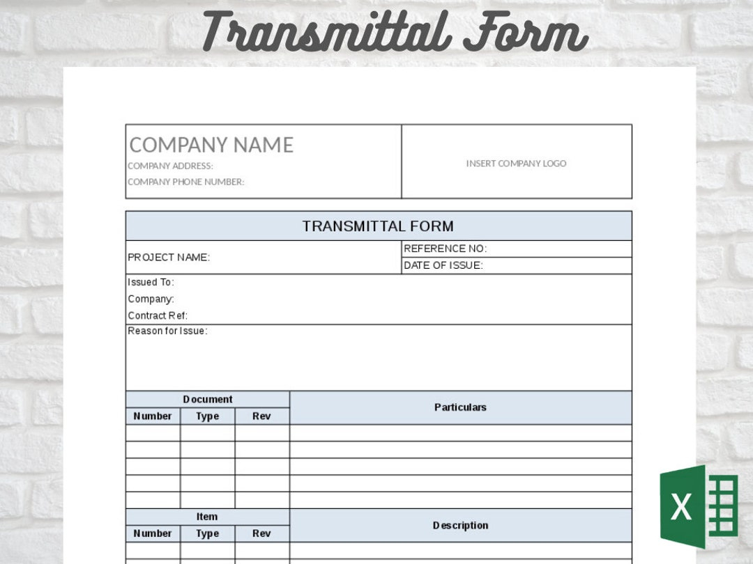 Transmittal Form, Project Management - Etsy pertaining to Transmittal Form Sample Template