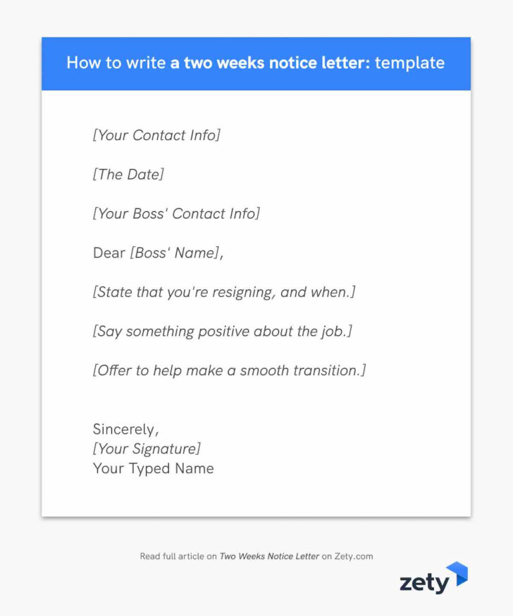 Resignation Letter with 2 Weeks Notice Sample Template