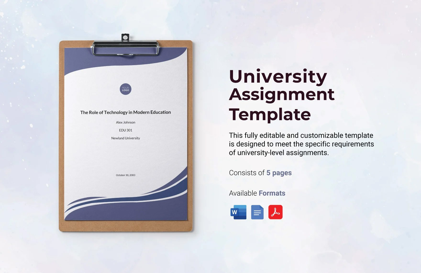 University Assignment Template In Word, Pdf, Google Docs for Assignment Sample Template