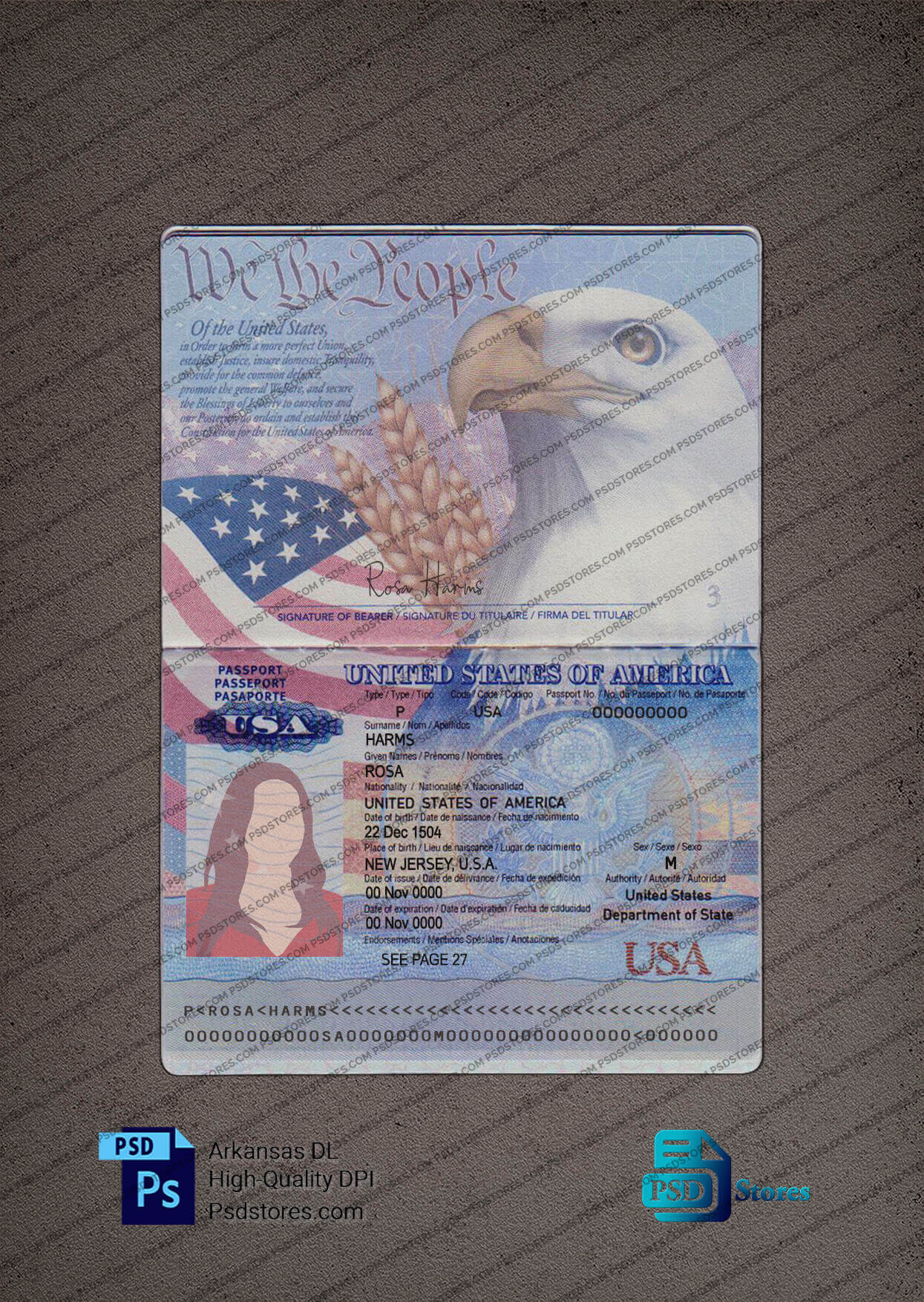 Usa Passport Template - Psd Stores for Editable Blank US Passport Sample Template