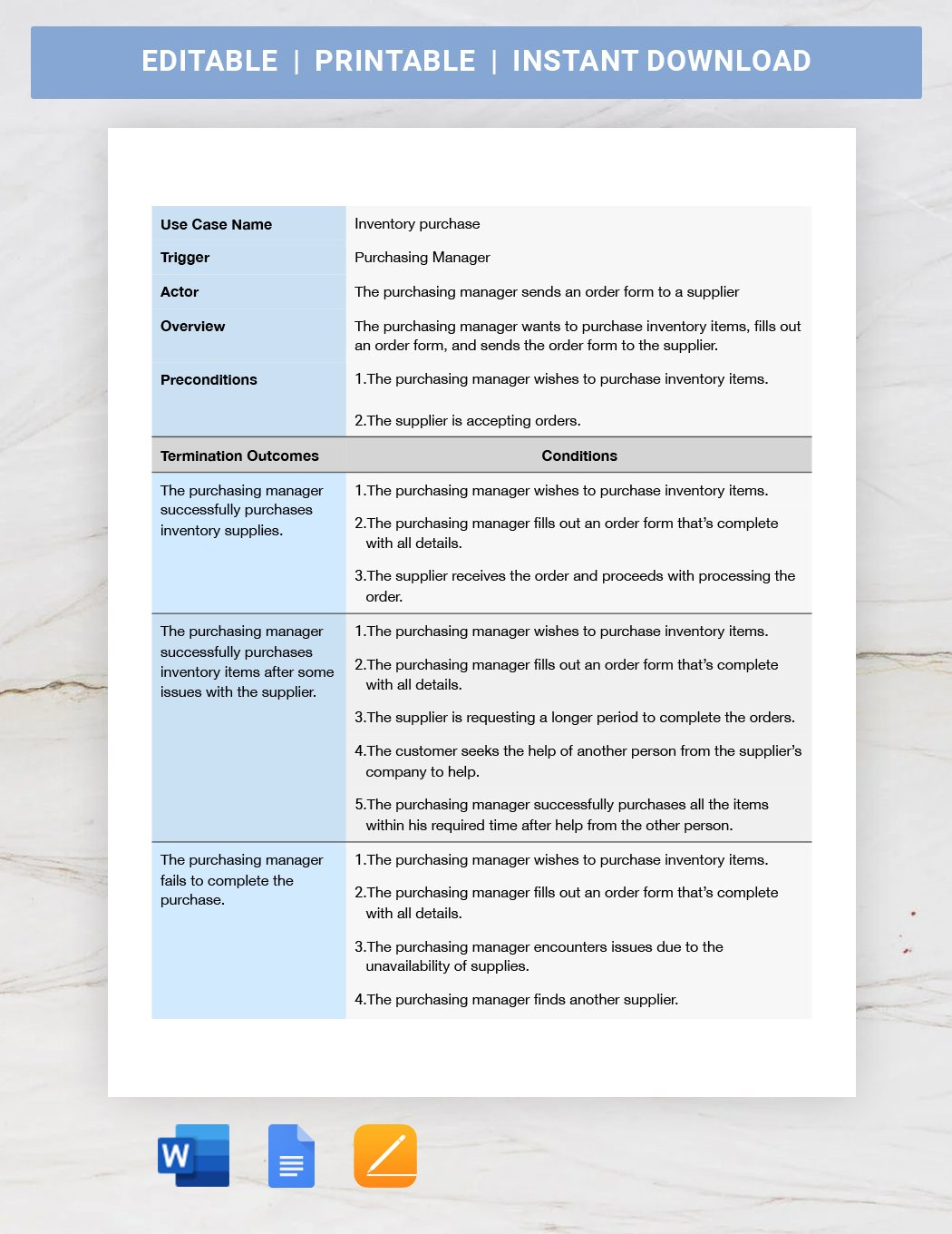 Use Case Templates In Apple Pages, Imac - Free Download | Template in Use Case Sample Template