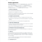 Vendor Agreement Template   Free To Use For Vendor Agreement Sample Template