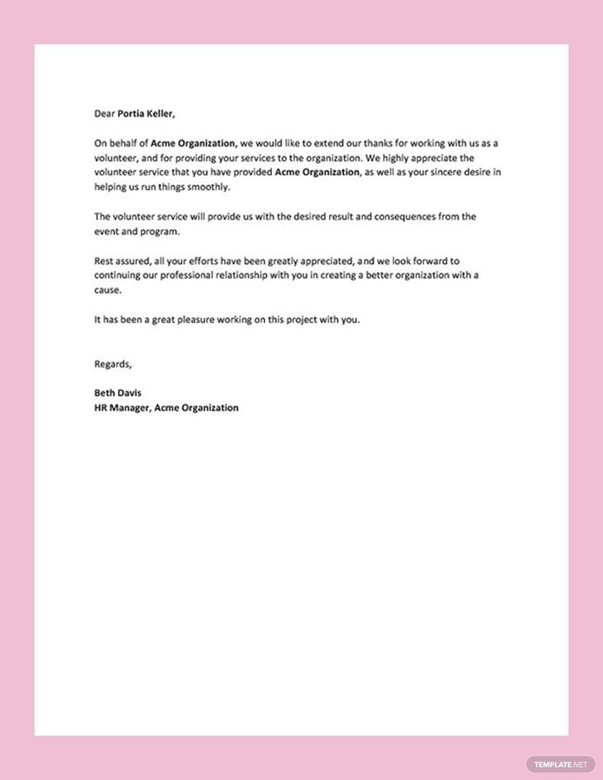 Volunteer Letter Templates In Pdf - Free Download | Template regarding Volunteer Hours Letter Sample Template