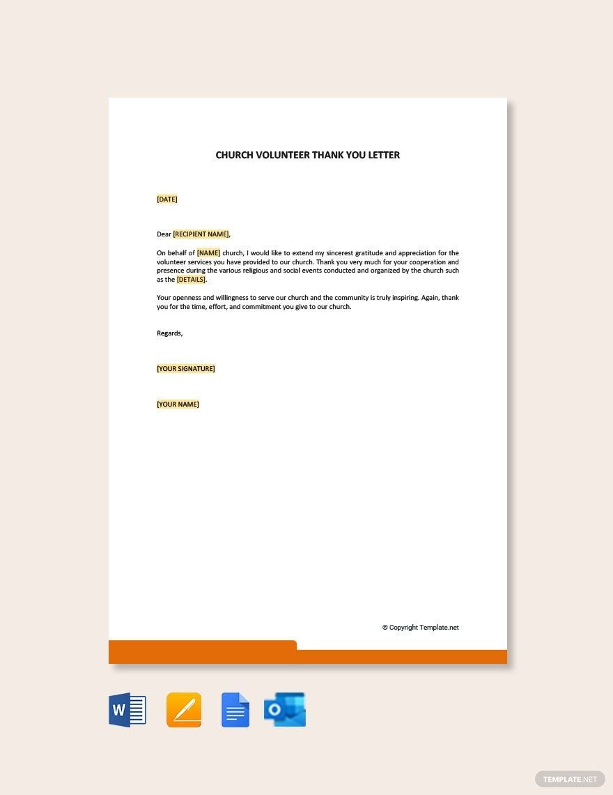 Volunteer Thank You Letter Templates In Word - Free Download inside Volunteer Thank You Letter Sample Template