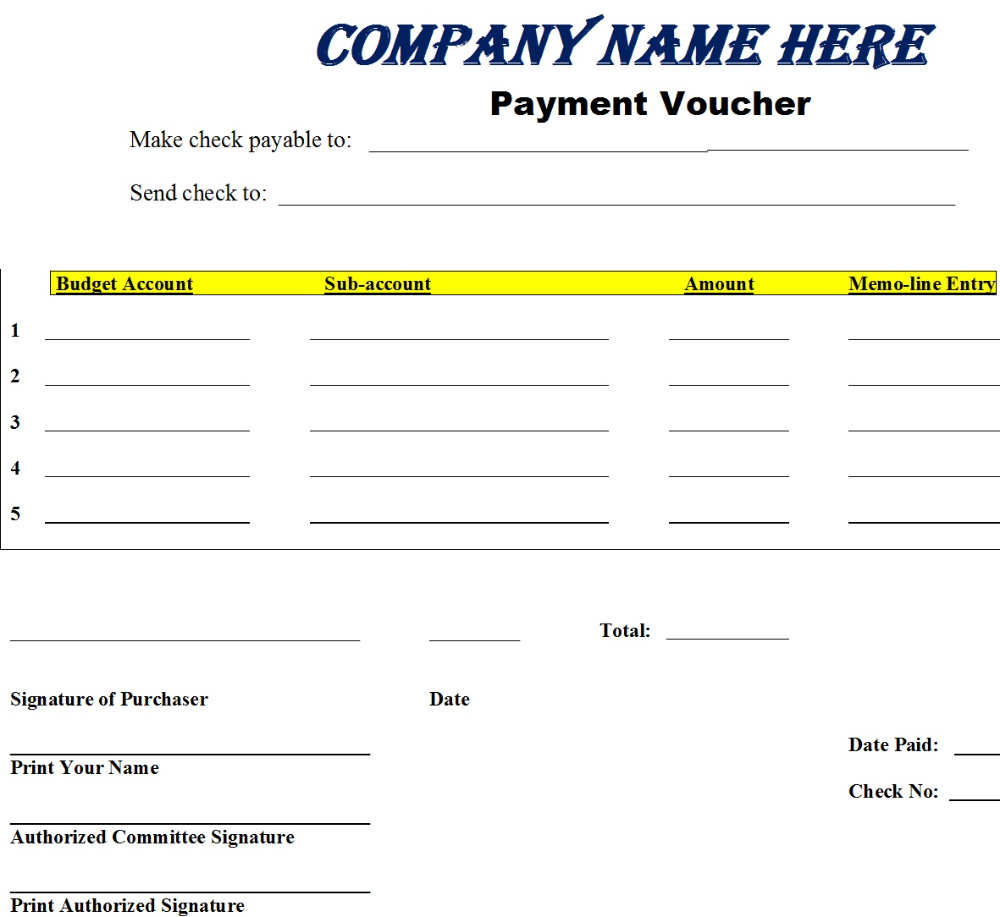 Voucher Templates - Excel Word Template for Payment Voucher Sample Template