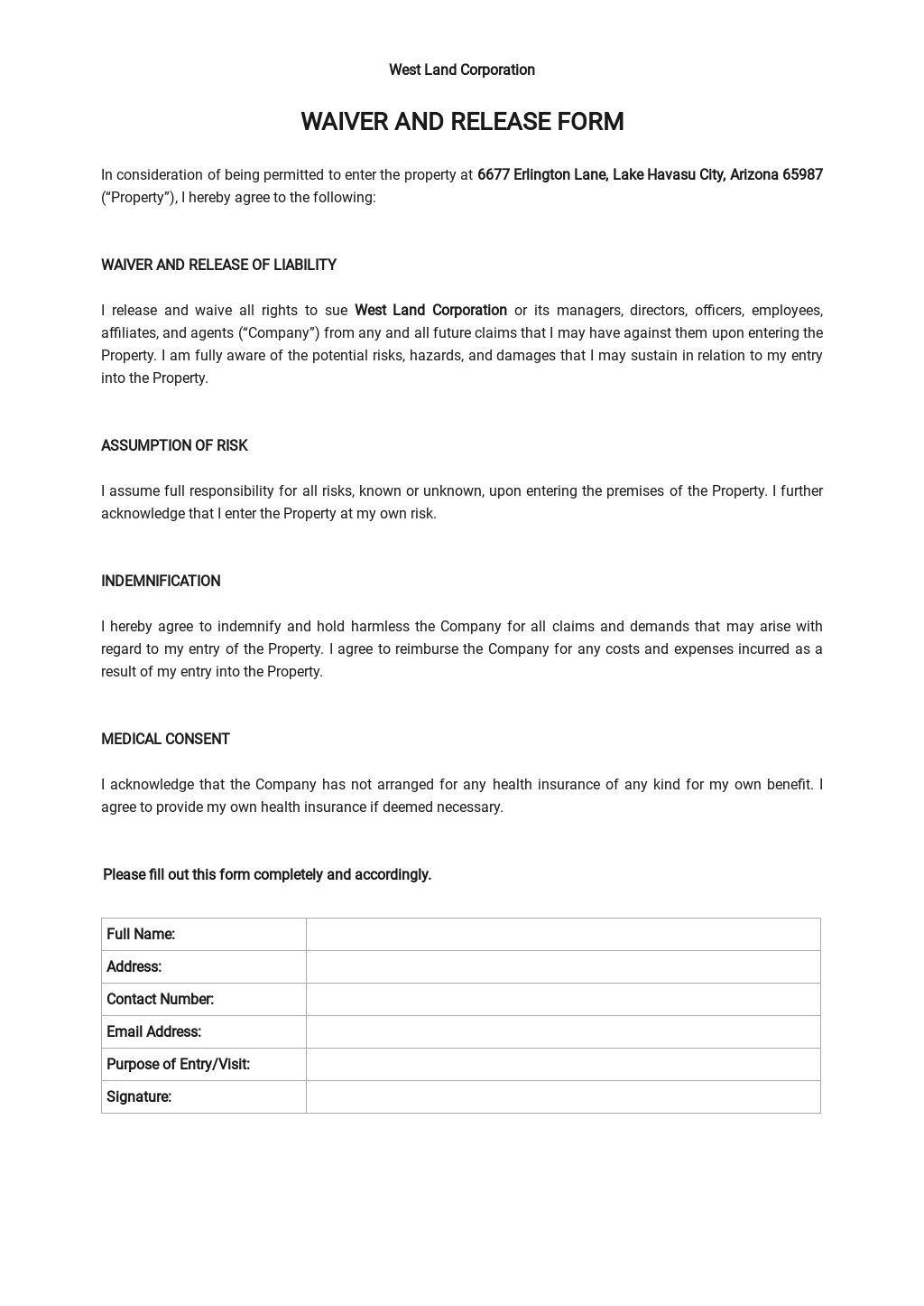 Waiver And Release Form Template In Word, Google Docs - Download within Photo Release Form Template Sample