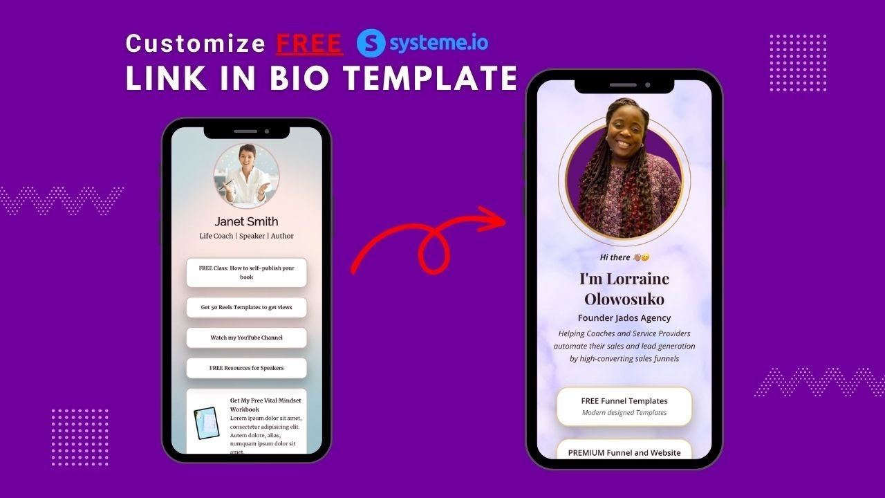 Watch Me 👀 Customize Free Systeme.io Link In Bio Template within Bio Samples And Templates