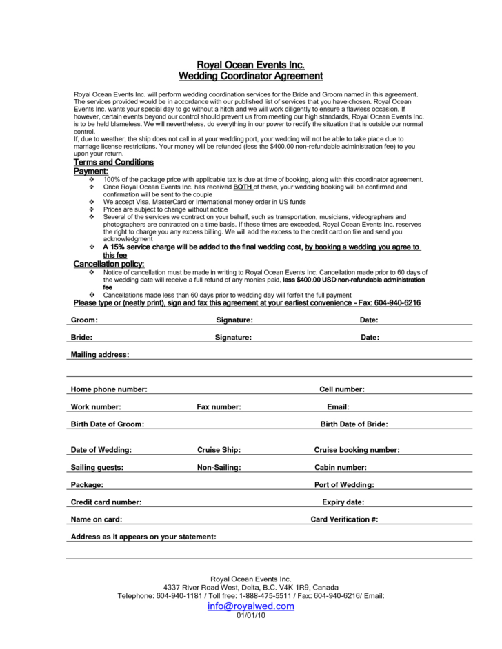 Event Planner Contract Sample Template