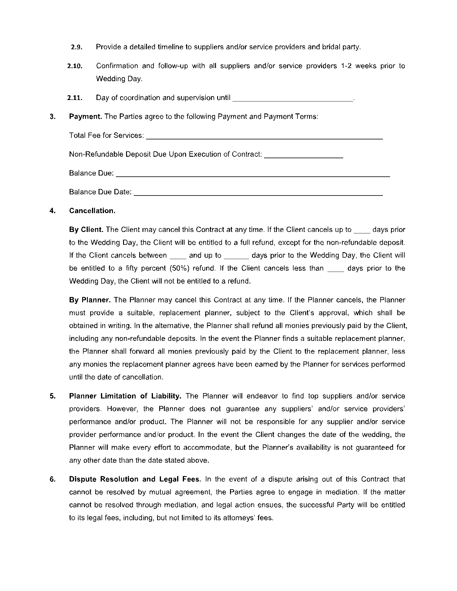 Wedding Planner Contract In 2021 (Free Sample) - Cocosign pertaining to Wedding Planner Contract Sample Template