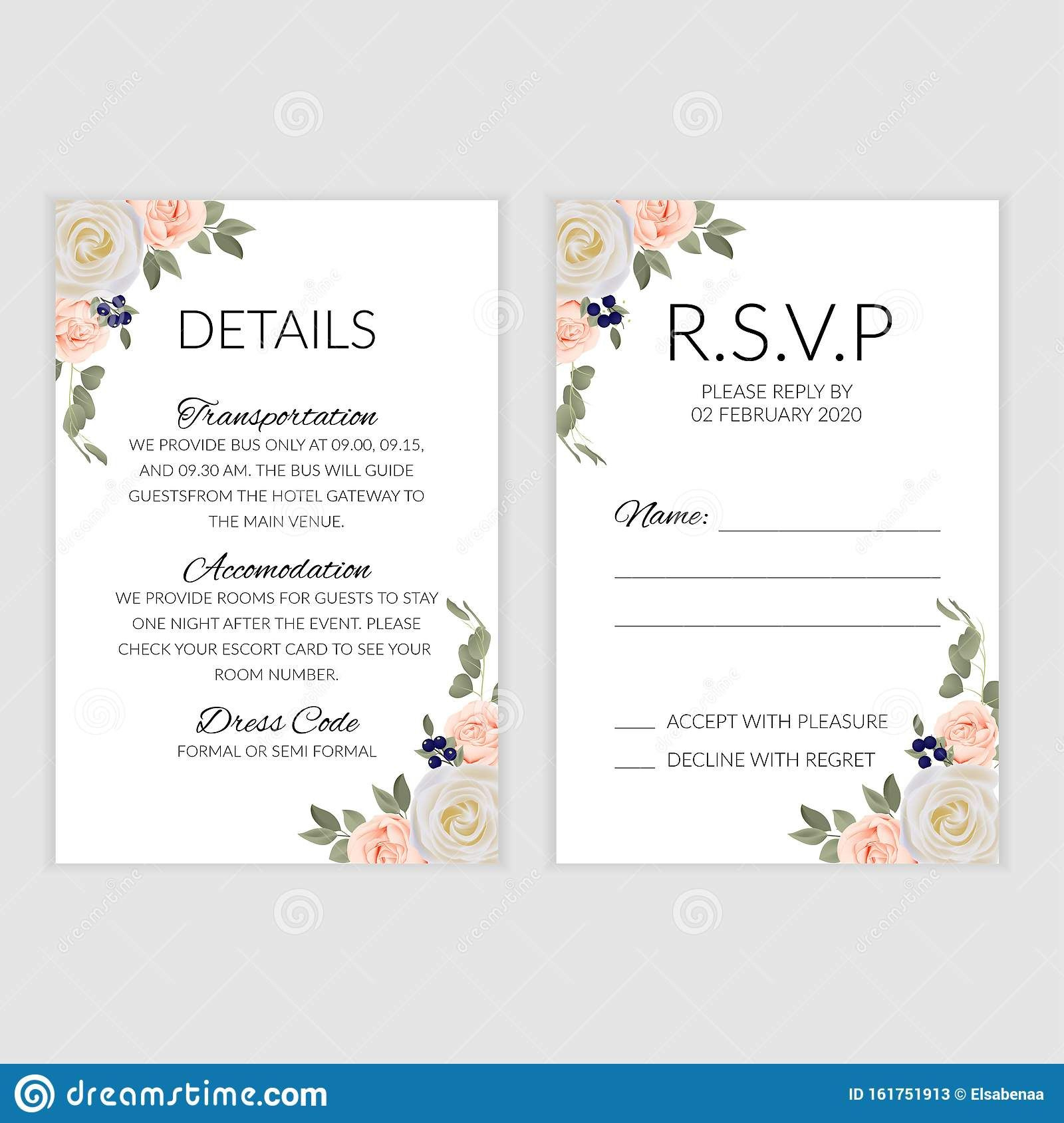 Wedding Rsvp Card Template With Pastel Rose Bouquet Stock Vector pertaining to RSVP Sample Template