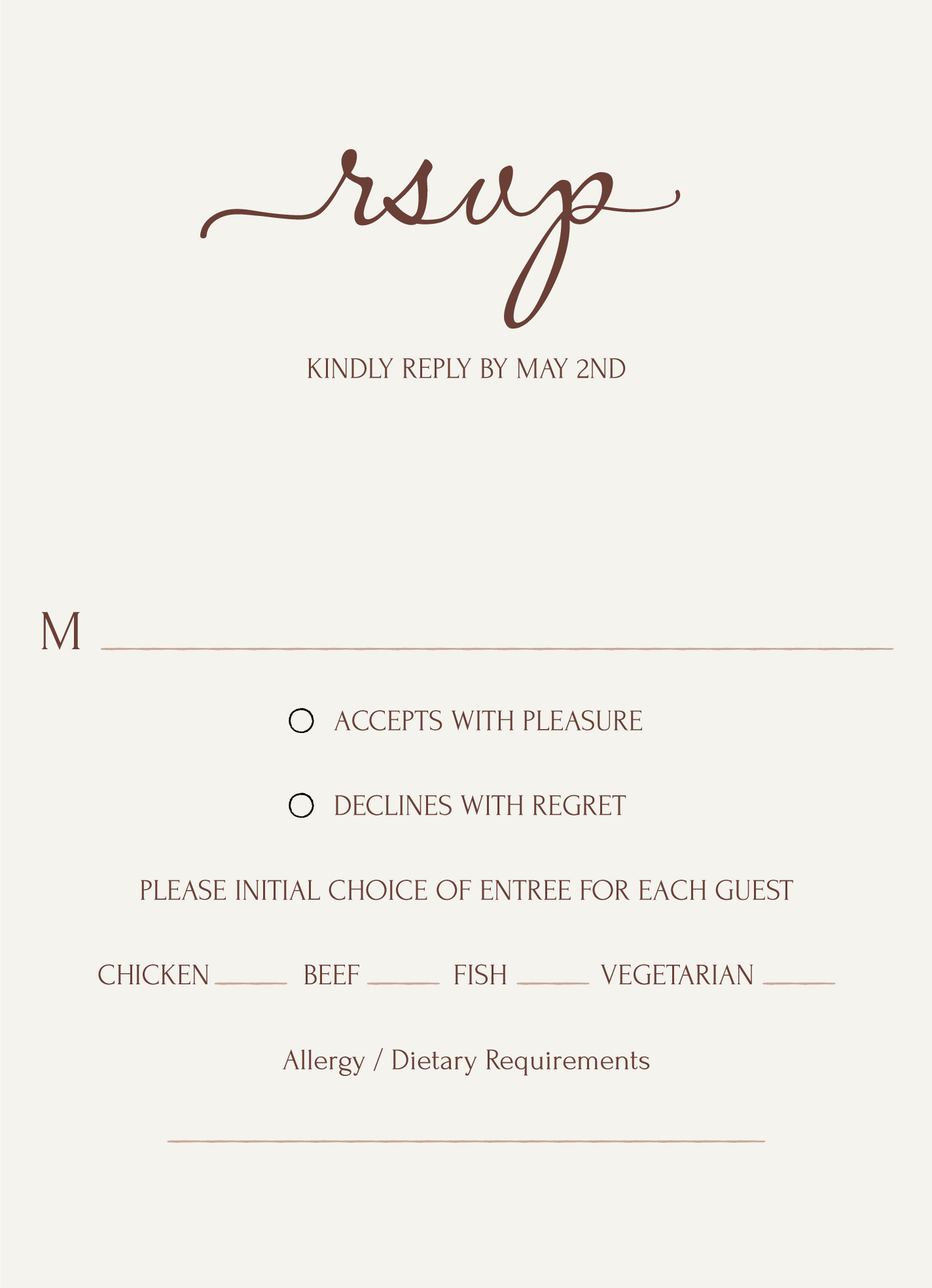 Wedding Rsvp Menu Choice Free Google Docs Template - Gdoc.io within RSVP Sample Template