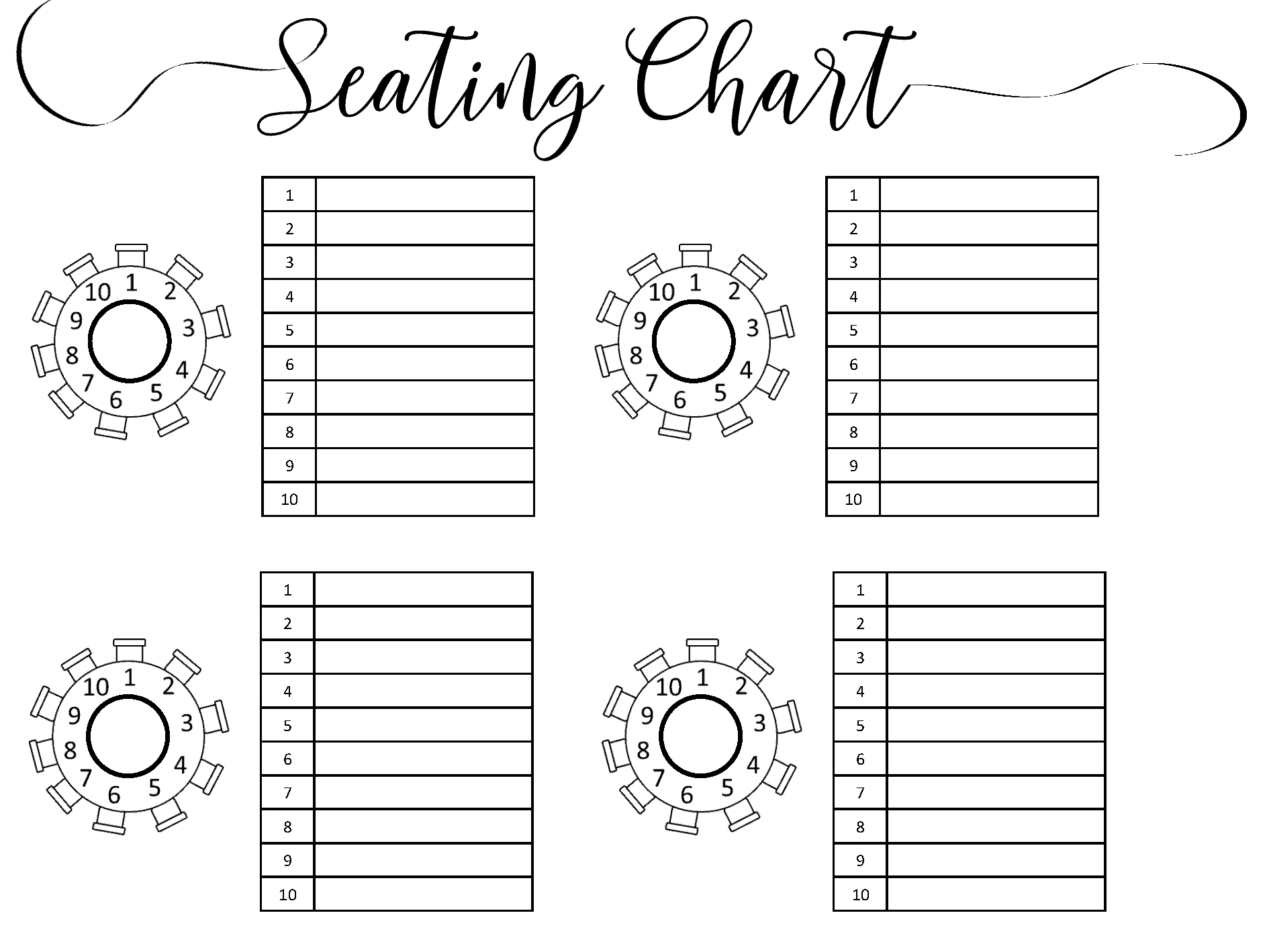 Wedding Seating Chart | Typeable Pdf, Word, Excel for Wedding Seating Chart Template Sample