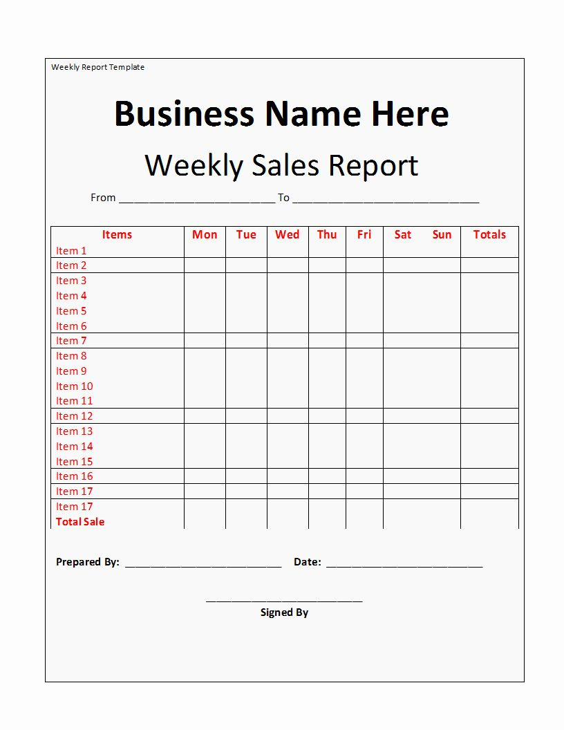 Weekly Sales Report Template Excel pertaining to Weekly Sales Report Sample Template