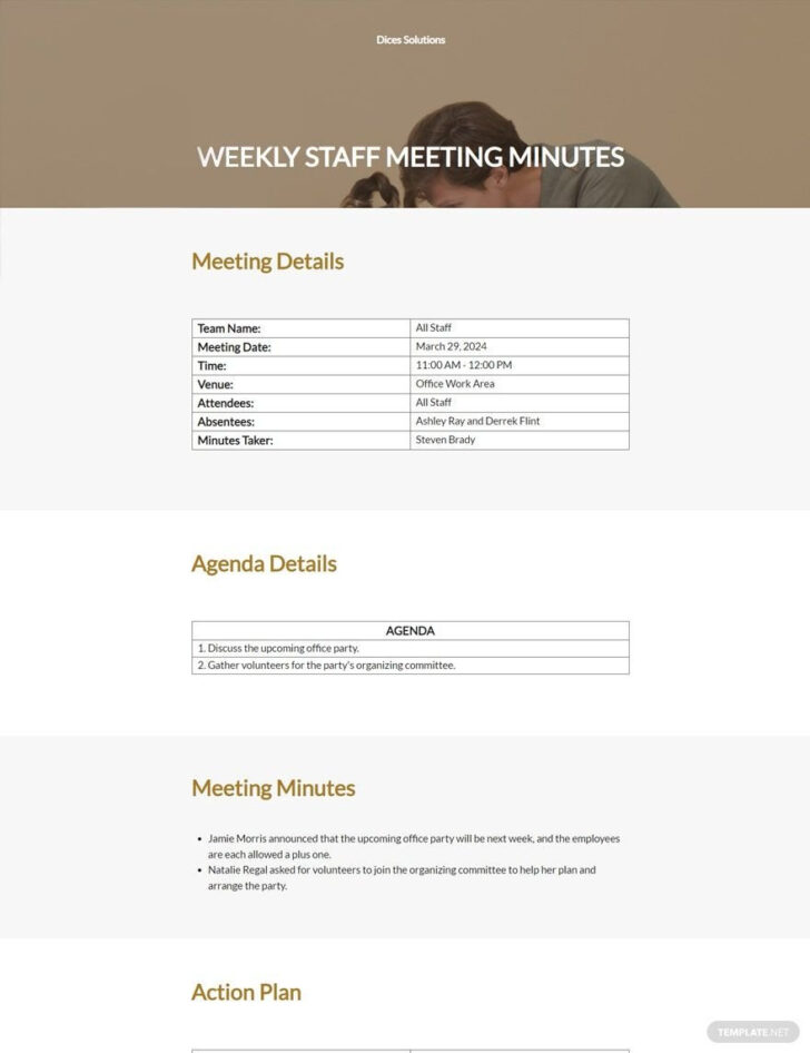 Sample Staff Meeting Minutes Template