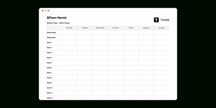 Duty Roster Sample Template