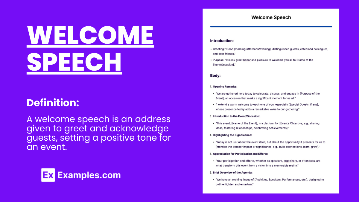 Welcome Speech - 17+ Examples, Format, How To Write, Pdf throughout Welcome Speech Template Sample