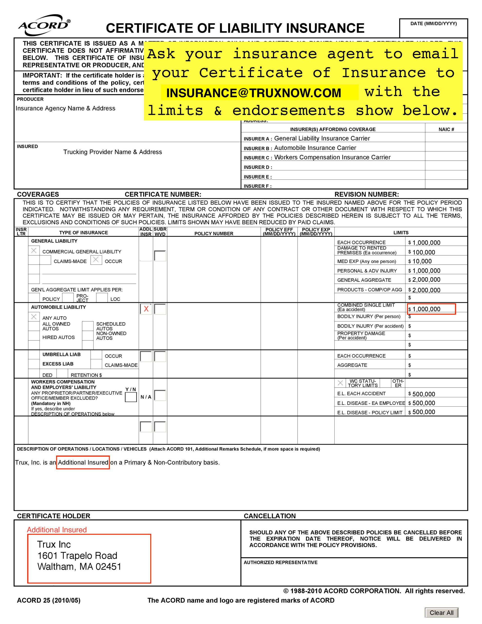 What Is A Coi Form throughout COI Sample Template