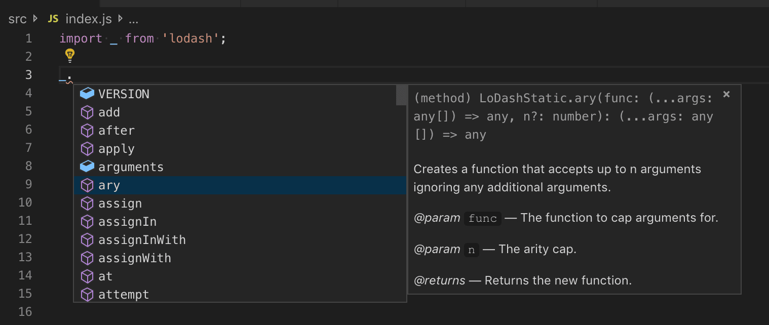 Working With Javascript In Visual Studio Code regarding Intellisense Provide Sample Template Arguments