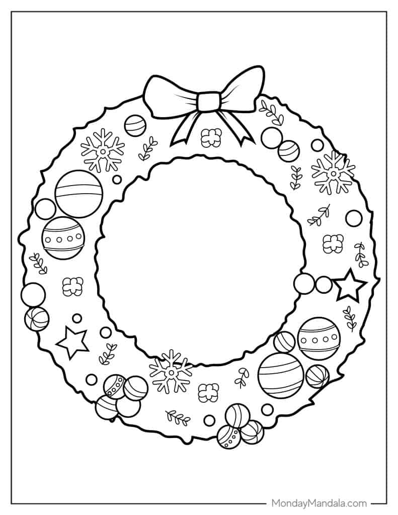 16 Christmas Wreath Coloring Pages (Free Pdf Printables) intended for Christmas Wreath Templates to Color