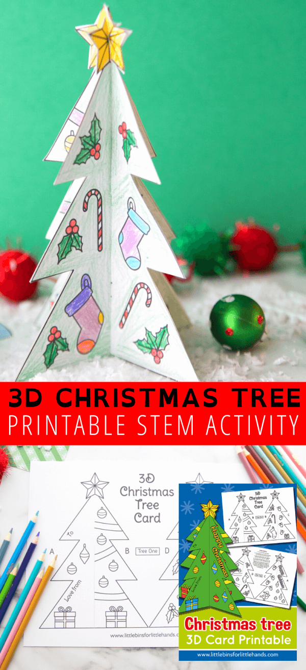 3D Christmas Tree Template - Little Bins For Little Hands for 3D Christmas Tree Templates