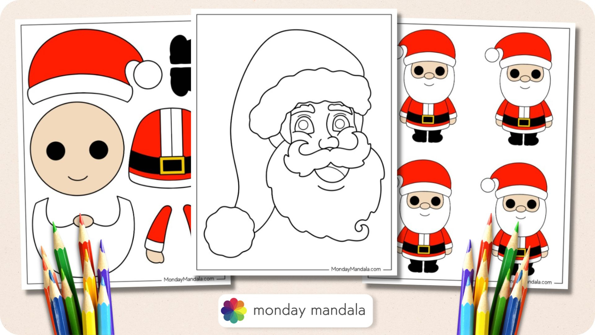 66 Santa Templates (Free Pdf Printables) for Father Christmas Templates Print