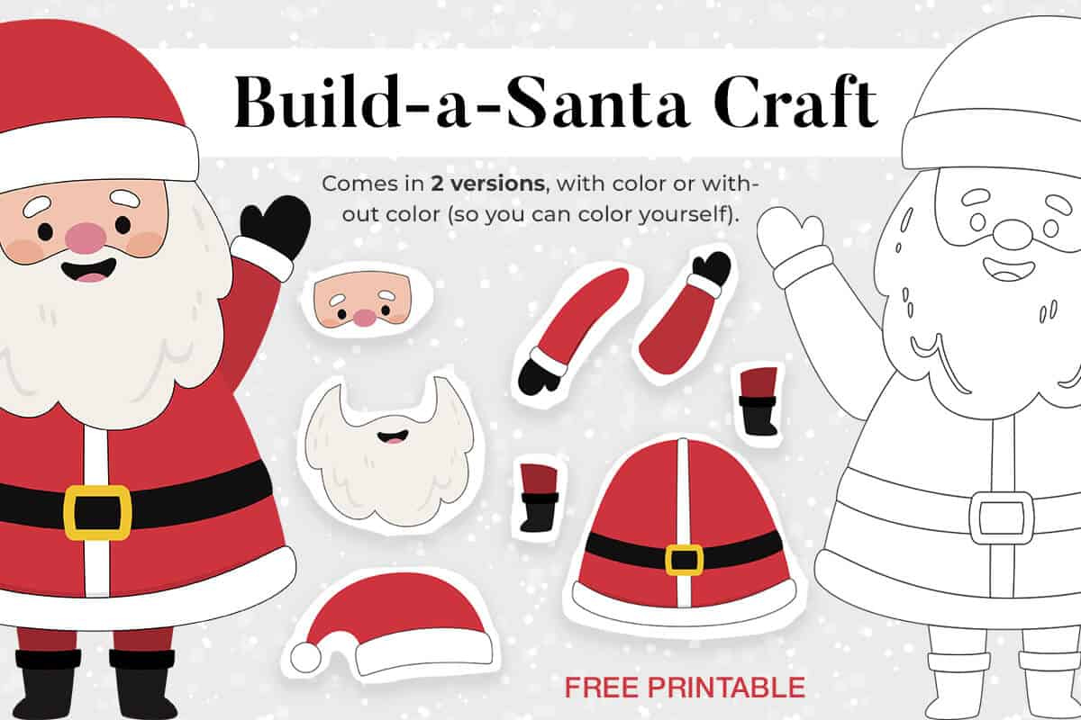 Christmas Build-A-Santa Craft | Mrs. Merry with Craft Templates For Christmas