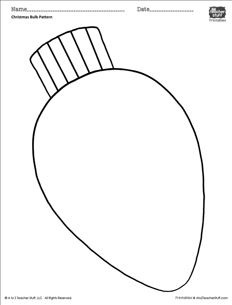 Christmas Bulb Coloring Pattern Or Coloring Sheet | A To Z Teacher for Christmas Light Bulb Templates