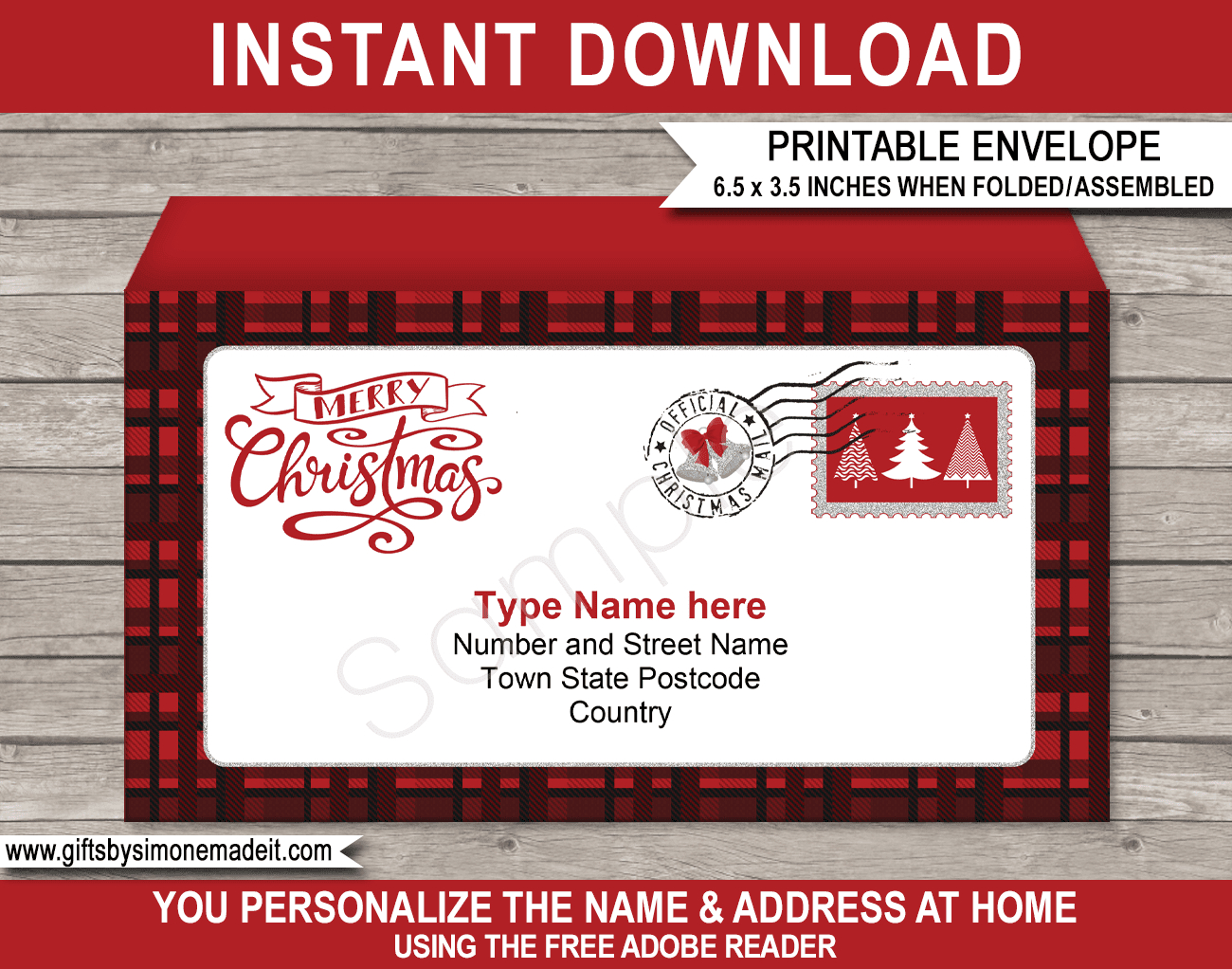 Christmas Envelope - Buffalo Plaid intended for Christmas Envelope Templates