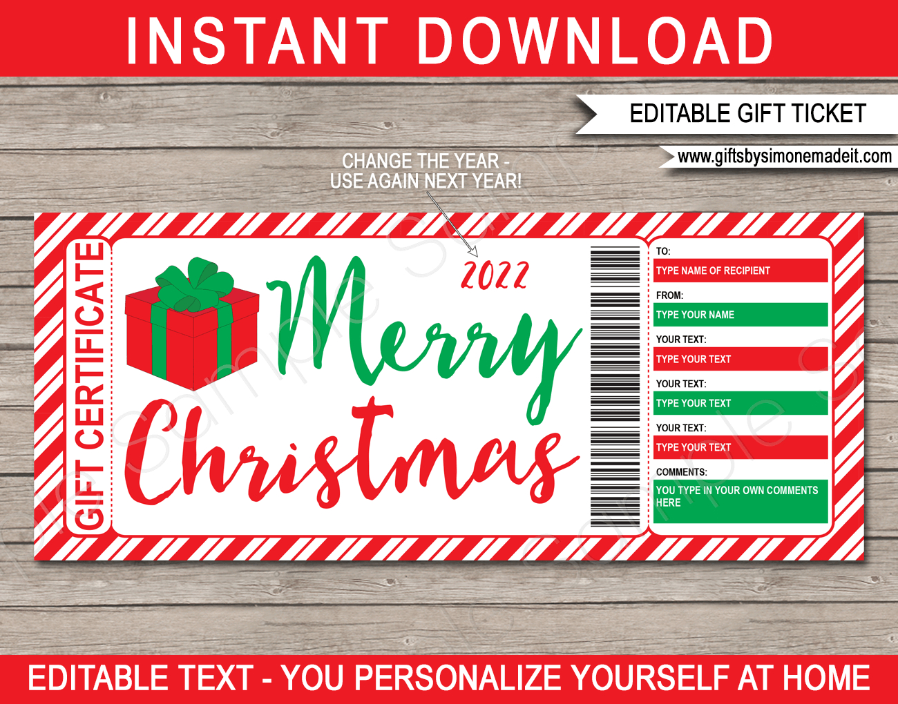 Christmas Gift Certificate Template throughout Christmas Gift Card Templates Free