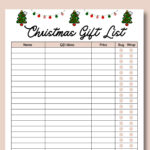 Christmas Gift List Editable Fillable Pdf Printable Christmas Regarding Christmas Shopping List Templates