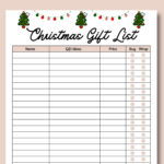 Christmas Gift List Editable Fillable Pdf Printable Christmas With Regard To Christmas Gift List Templates