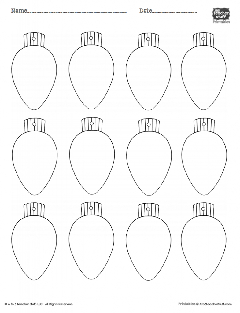 Christmas Lights Printablecoloring Page, Worksheet Or Pattern | A regarding Christmas Light Templates Printable