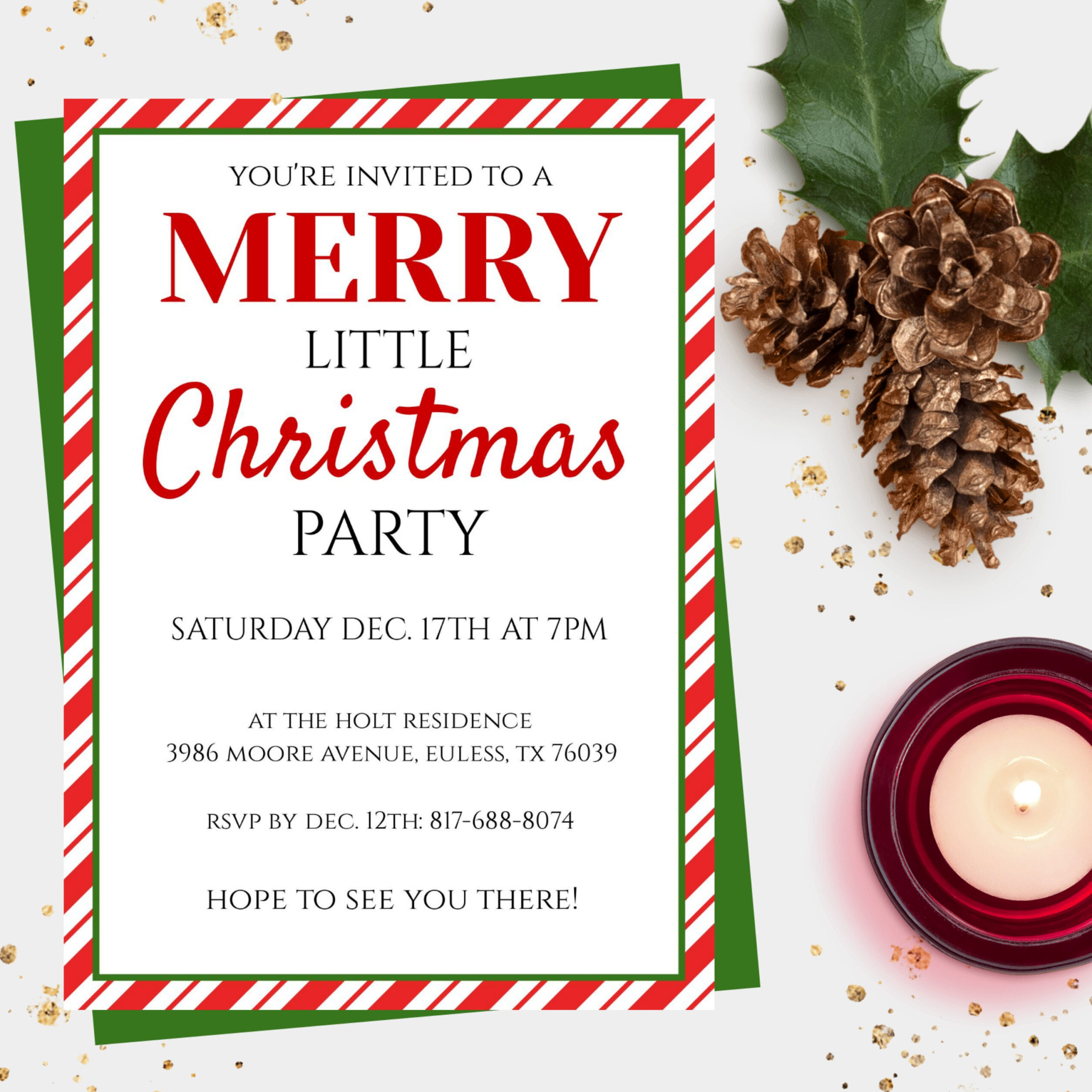 Christmas Party Invitation Template, Instant Download, Holiday intended for Christmas Invite Templates