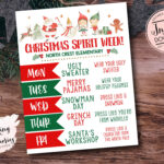 Christmas Spirit Week Template, Spirit Week Schedule, Winter With Christmas Spirit Week Templates