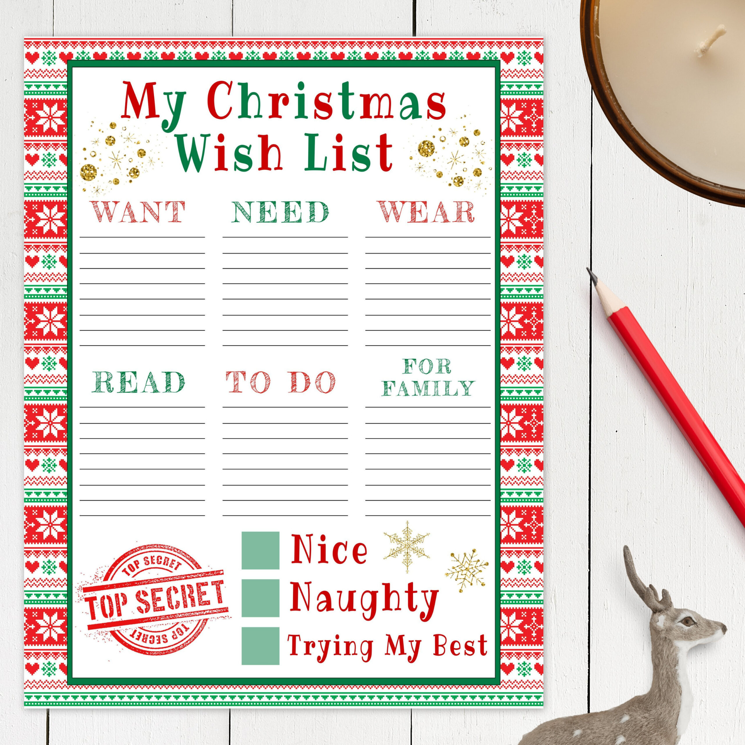 Christmas Wish List Printable Template For Kids, Editable Holiday throughout Christmas Wish List Templates Printable