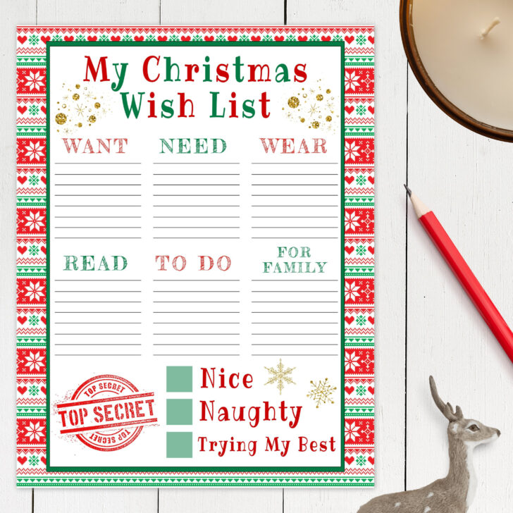 Printable Christmas Wish List Templates