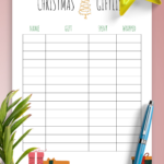 Download Printable Simple Bright Christmas Gift List Pdf With Christmas Gift List Templates