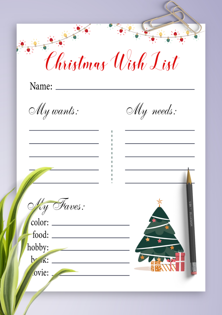 Free Christmas List Templates Printable