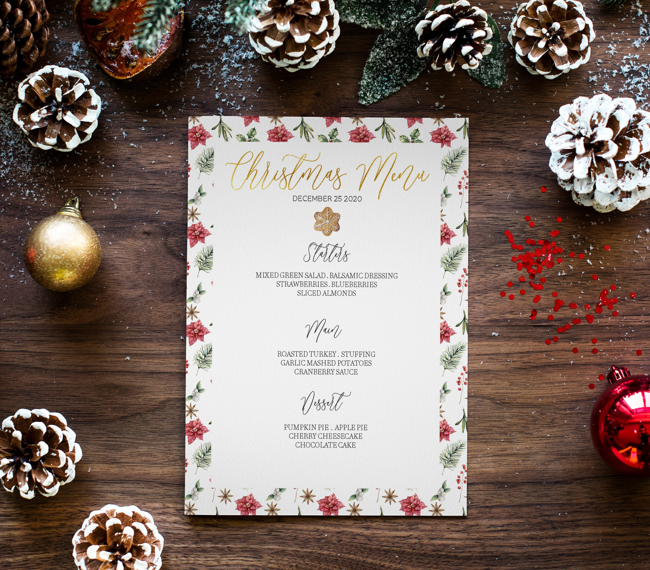 Editable Christmas Menu Template | Holiday Menu | Christmas Dinner Menu | Printable Menu throughout Christmas Menu Templates