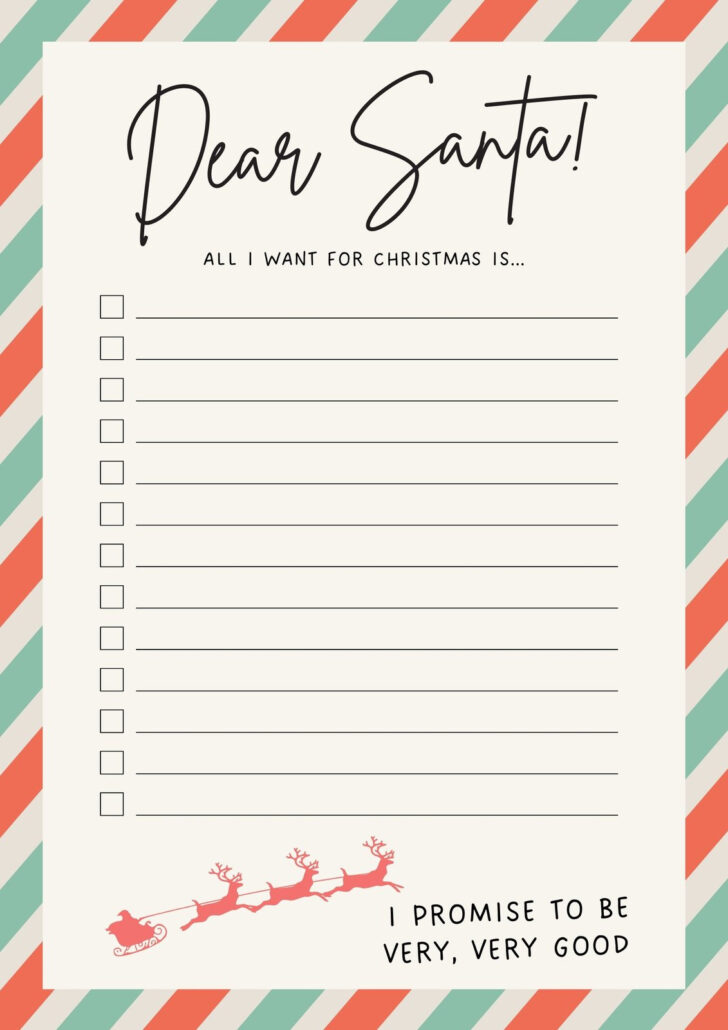 Father Christmas Wish List Templates