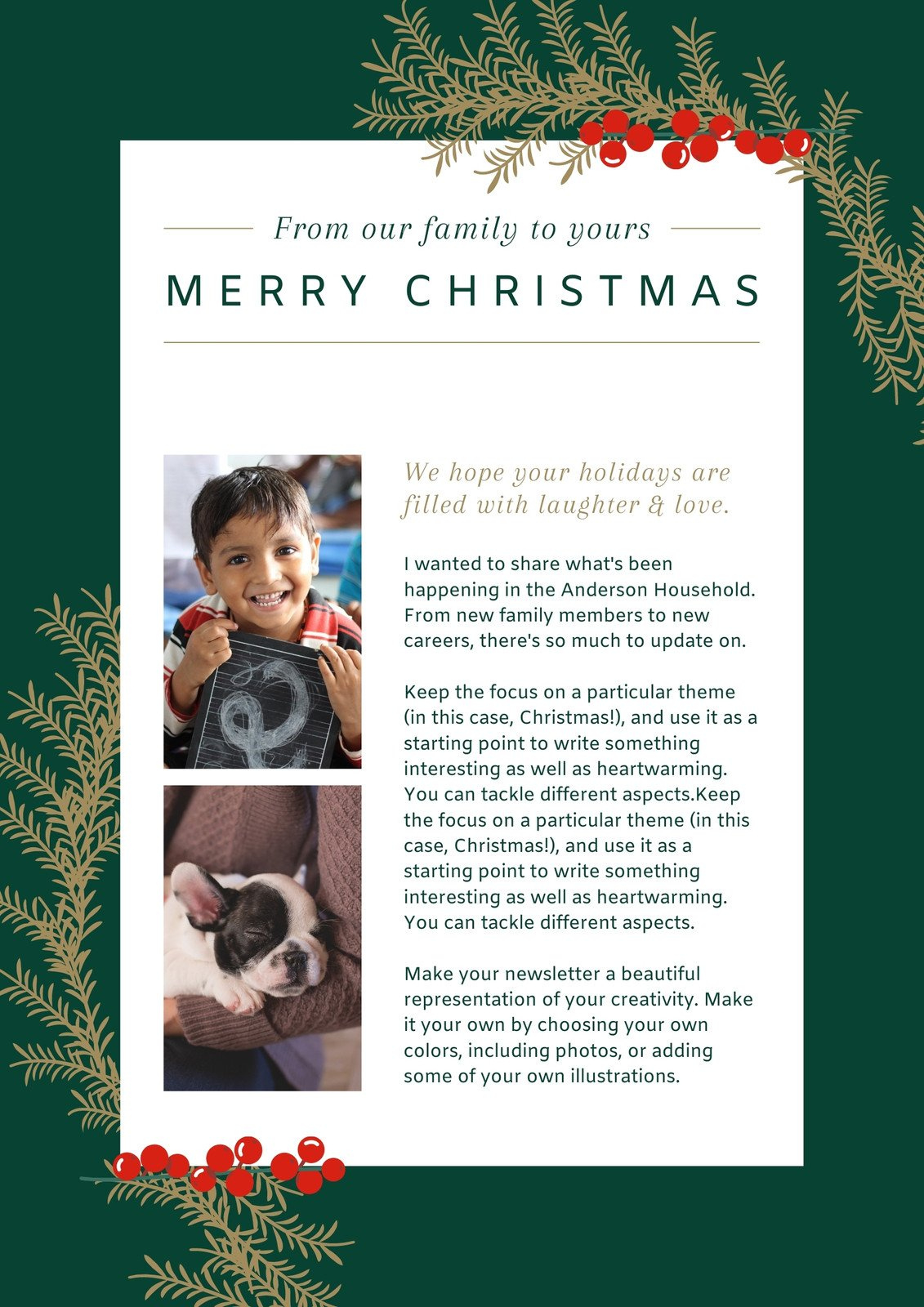 Free Custom Printable Christmas Newsletter Templates | Canva in Christmas Newsletter Templates