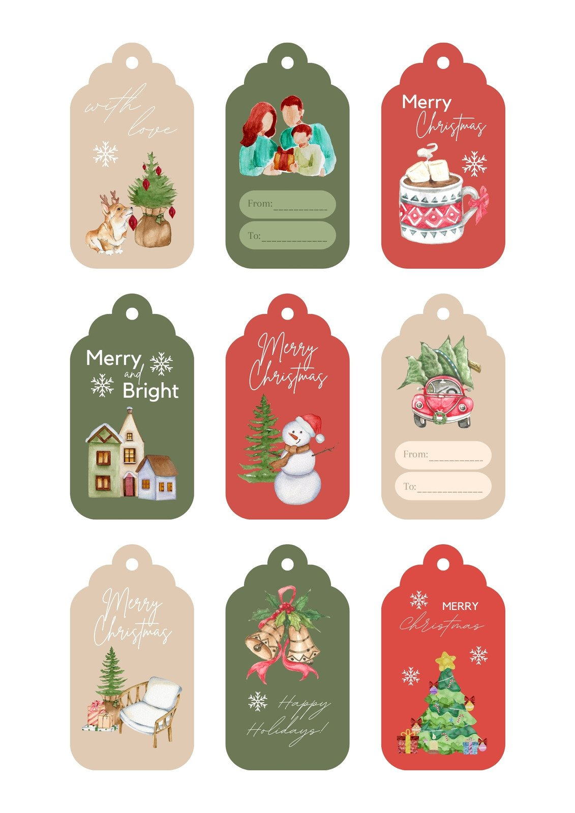 Free Custom Printable Christmas Tag Templates | Canva for Christmas Tags Templates