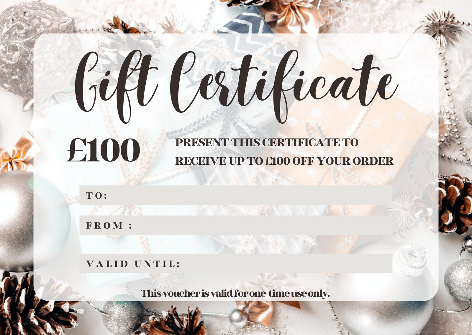 Free, Printable Custom Christmas Gift Certificate Templates | Canva intended for Christmas Present Gift Certificate Templates