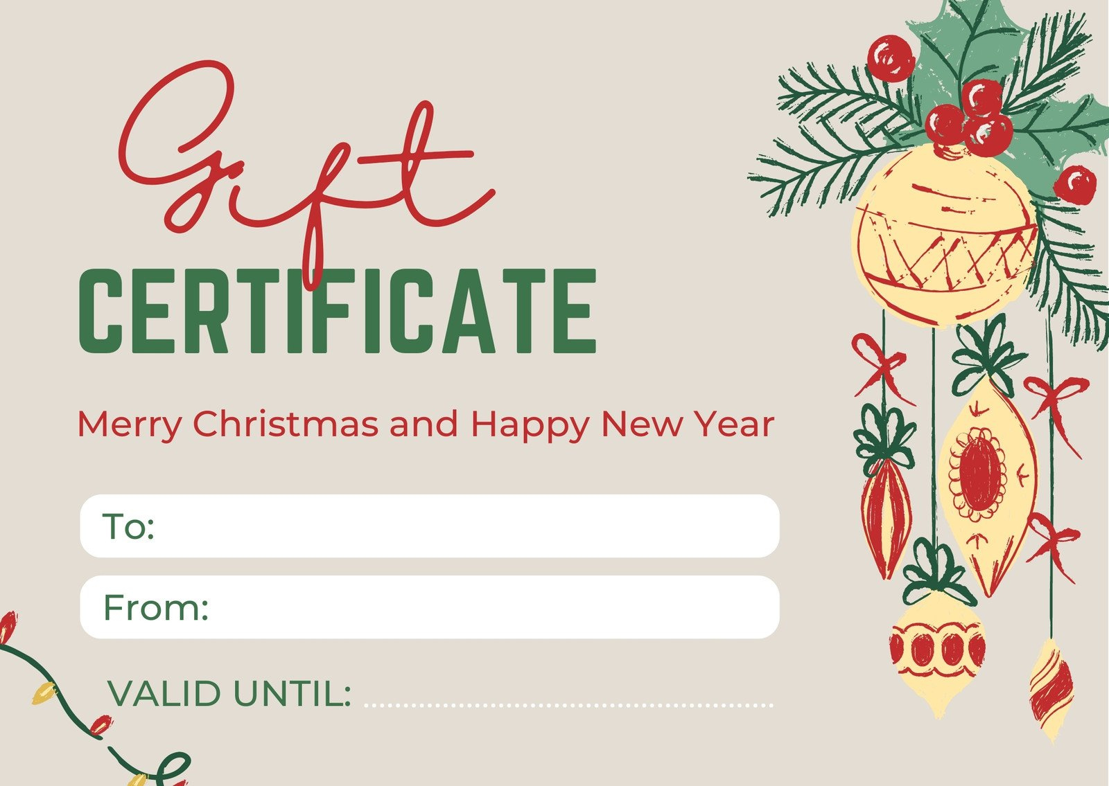 Free, Printable Custom Christmas Gift Certificate Templates | Canva throughout Christmas Gift Certificate Templates Free