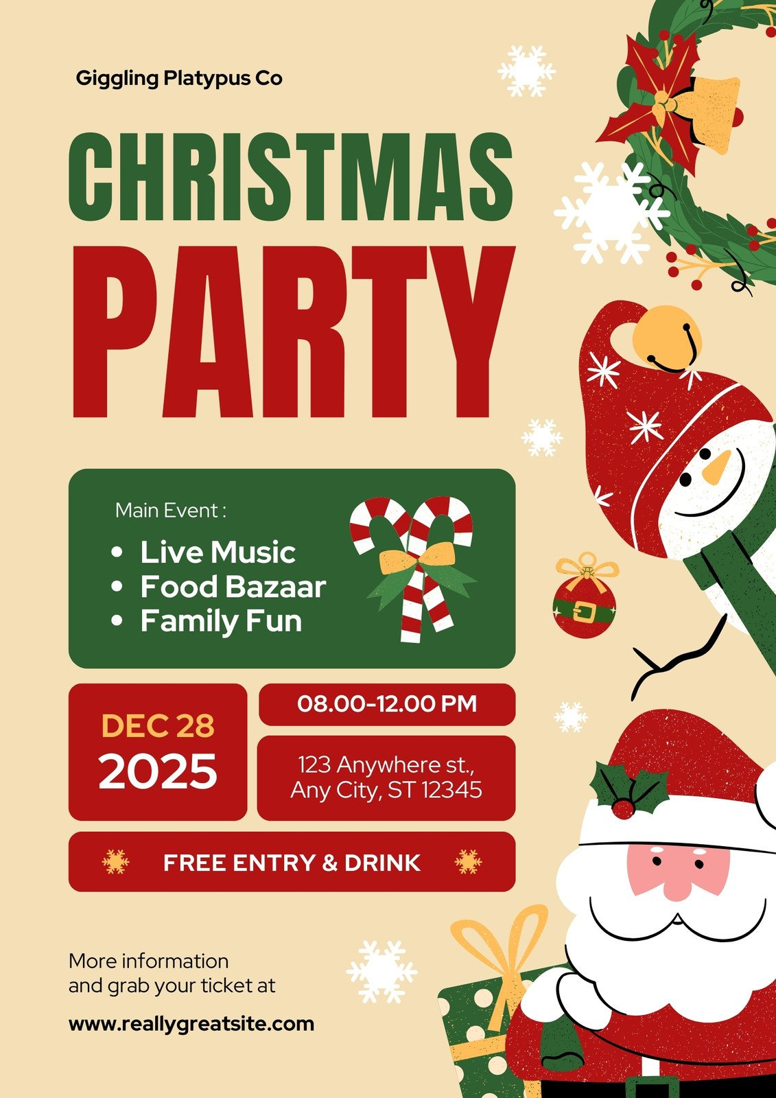 Free, Printable, Customizable Christmas Flyer Templates | Canva for Christmas Party Flyer Templates Free Download