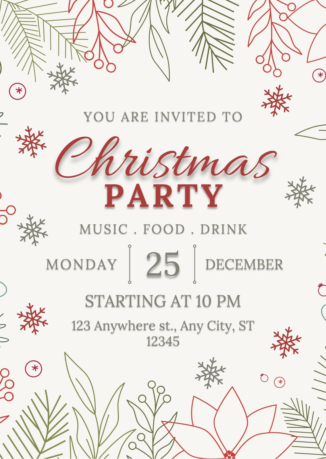 Free, Printable, Customizable Christmas Invitation Templates | Canva for Templates For Christmas Party Invitation