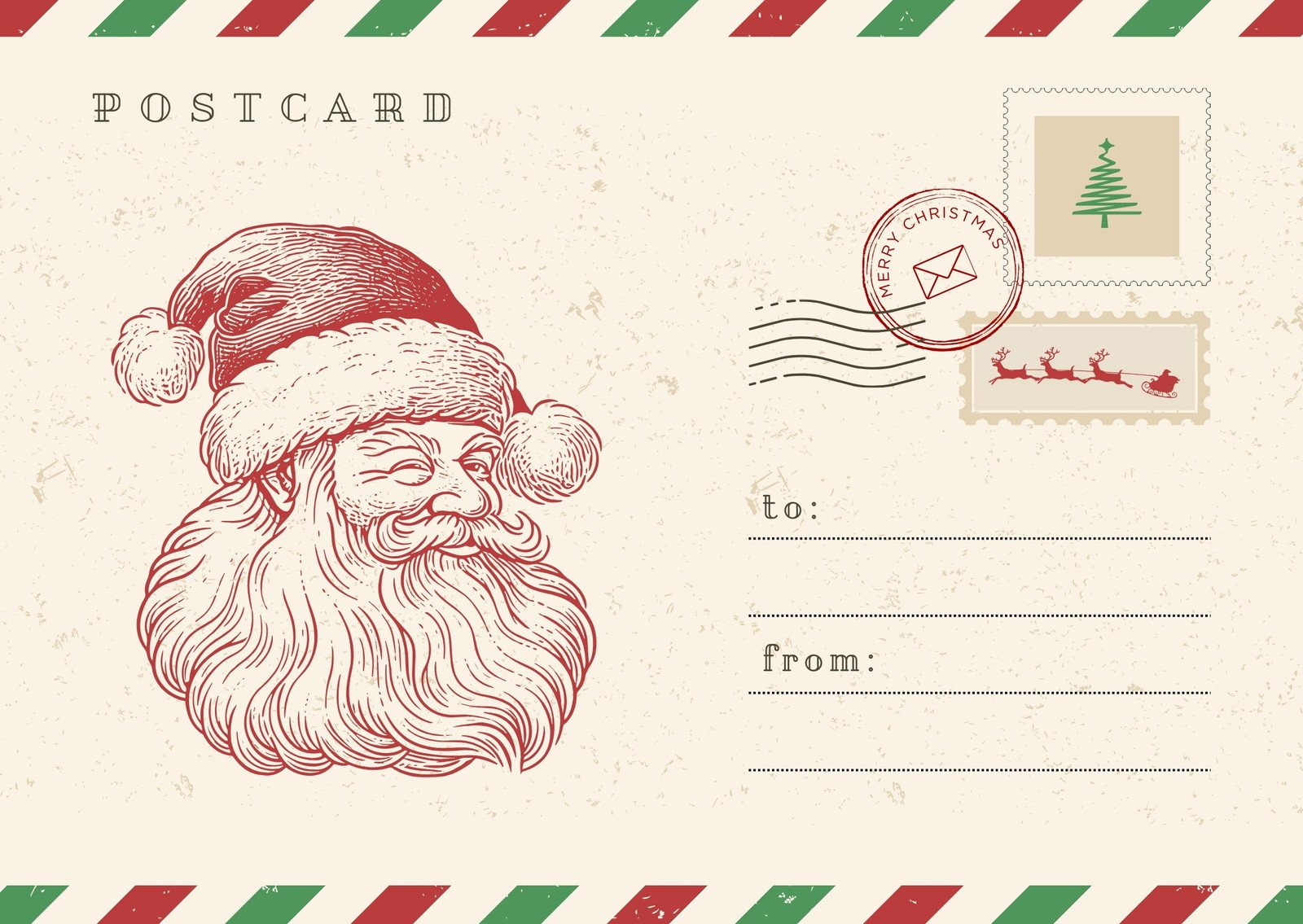 Free Printable, Customizable Christmas Postcard Templates | Canva inside Printable Christmas Postcards Templates Free