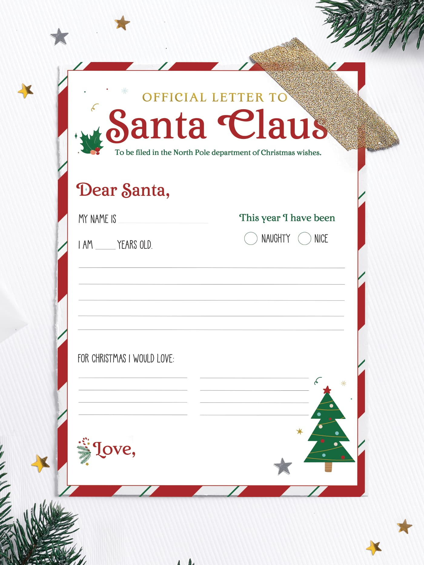 Free Printable Letter To Santa Template - Favorite Printables in Father Christmas Letter Templates