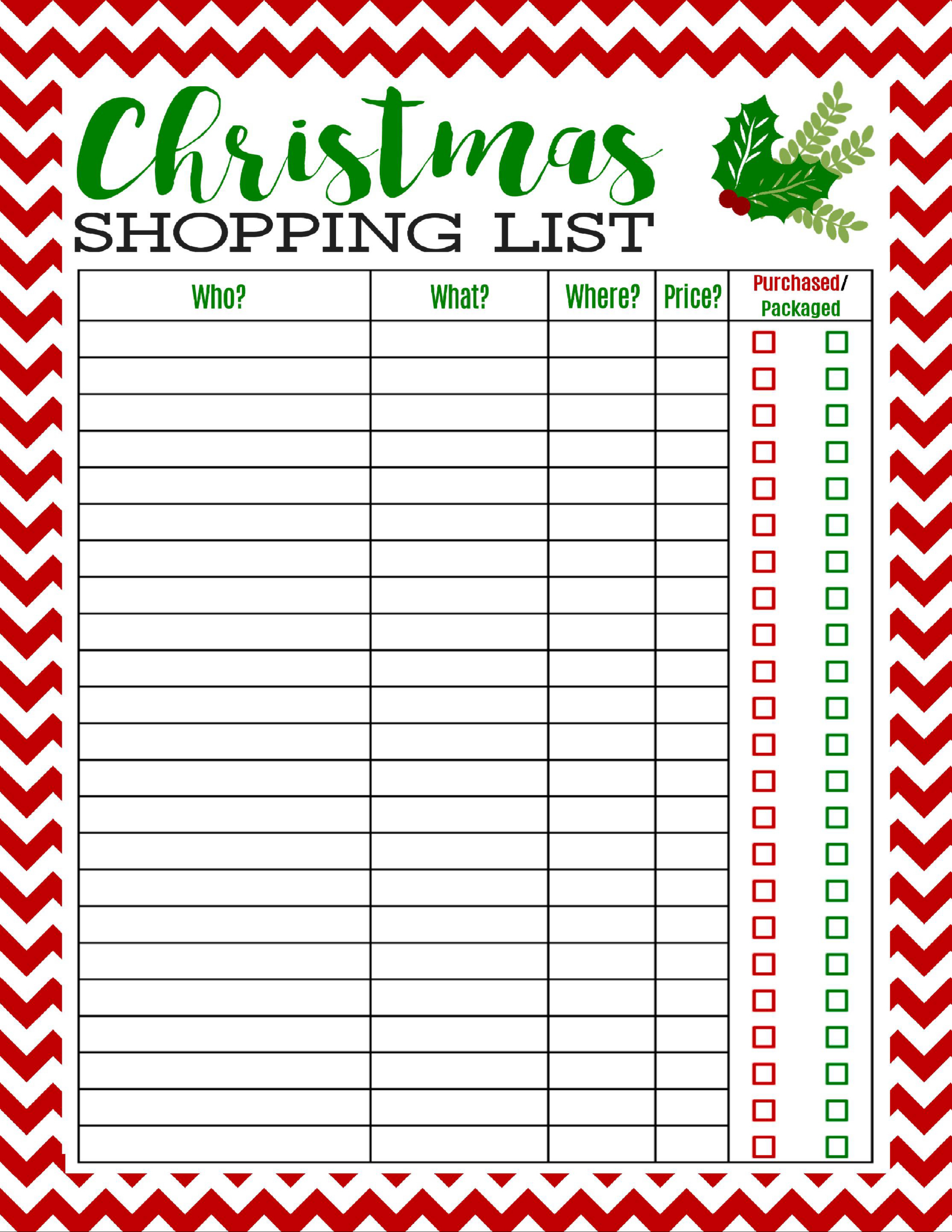 Freebie Printable Christmas Shopping List - Mom 4 Real inside Christmas Shopping List Templates