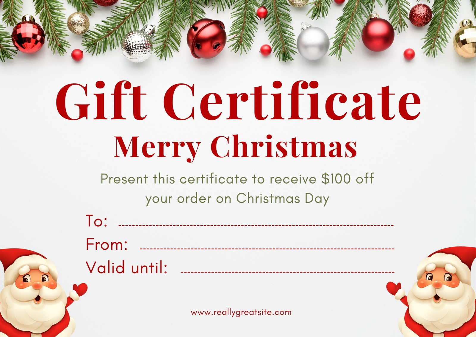 Gift Certificate Jeglicher Christmas throughout Christmas Present Gift Certificate Templates